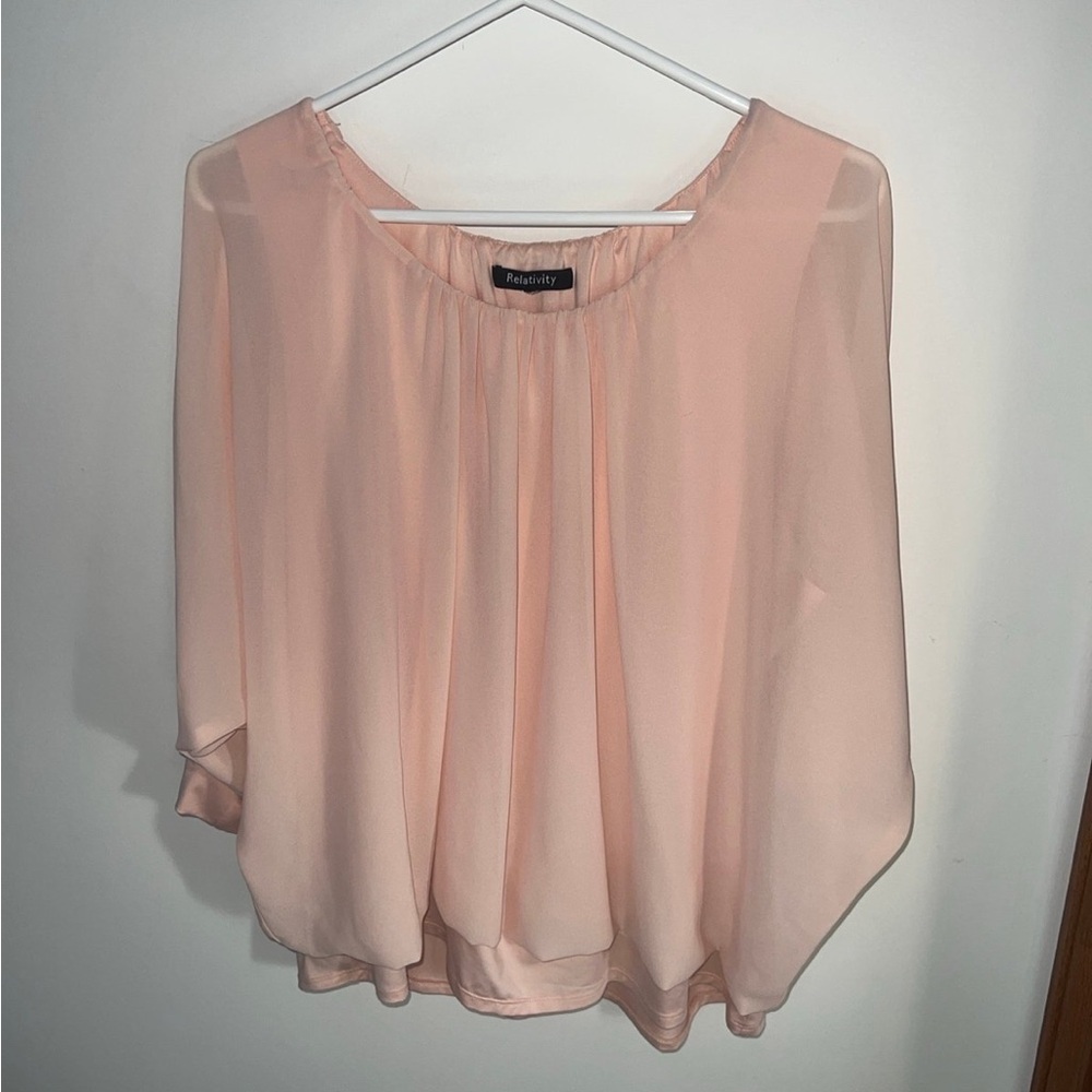 Relativity blush pink flowy blouse size L
